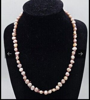 White Fresh Water Motto Redondo Pink Tourmaline Necklace 18k Rose Gold Over 925